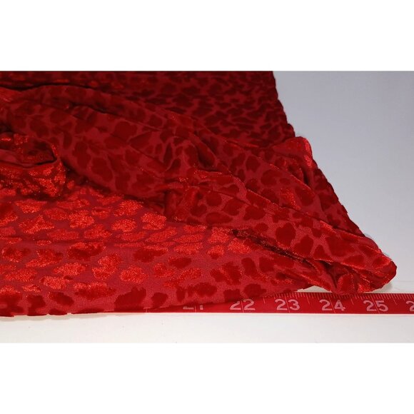 Talbots Plus Womens 2X Red Velvet Burnout Animal Print Blouse Luxe Holiday Party - Picture 4 of 6
